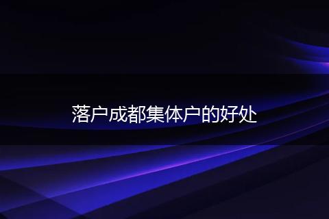 落户成都集体户的好处