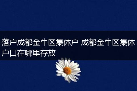 落户成都金牛区集体户 成都金牛区集体户口在哪里存放