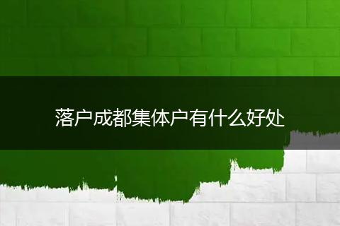 落户成都集体户有什么好处