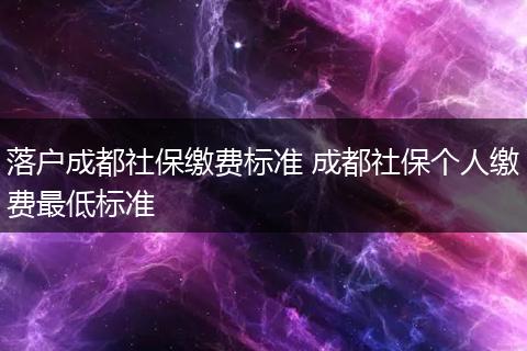 落户成都社保缴费标准 成都社保个人缴费最低标准