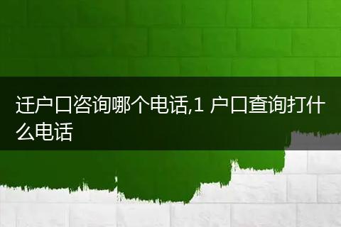 迁户口咨询哪个电话,1 户口查询打什么电话