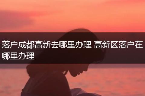 落户成都高新去哪里办理 高新区落户在哪里办理