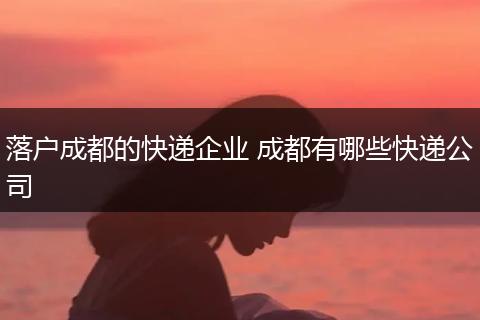 落户成都的快递企业 成都有哪些快递公司