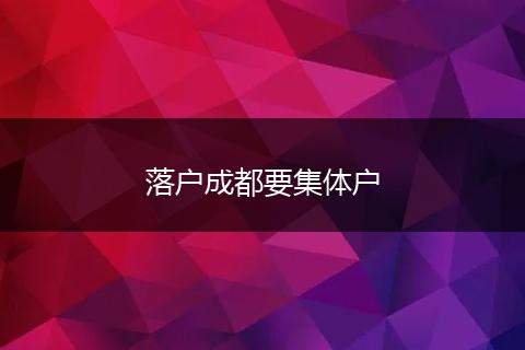 落户成都要集体户