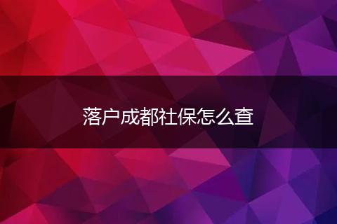 落户成都社保怎么查