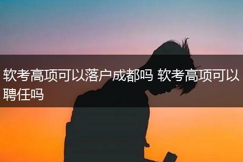 软考高项可以落户成都吗 软考高项可以聘任吗