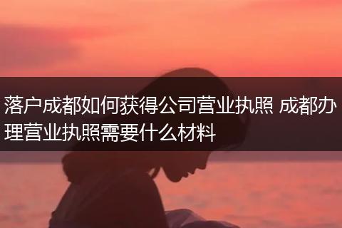 落户成都如何获得公司营业执照 成都办理营业执照需要什么材料