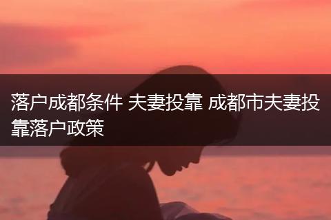落户成都条件 夫妻投靠 成都市夫妻投靠落户政策