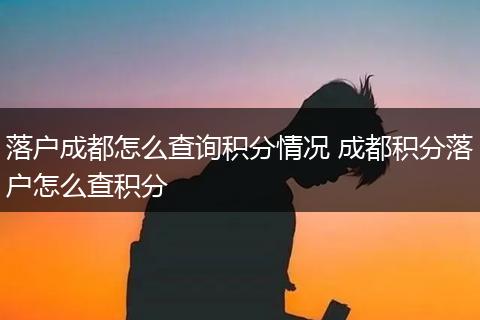 落户成都怎么查询积分情况 成都积分落户怎么查积分