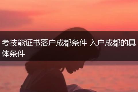 考技能证书落户成都条件 入户成都的具体条件