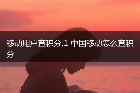 移动用户查积分,1 中国移动怎么查积分