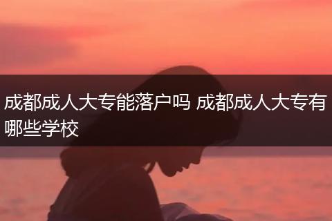 成都成人大专能落户吗 成都成人大专有哪些学校