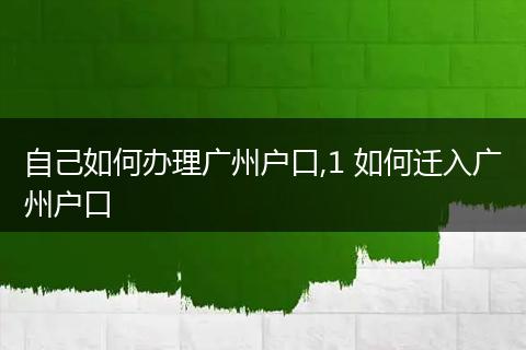 自己如何办理广州户口,1 如何迁入广州户口