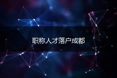 职称人才落户成都