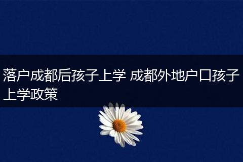 落户成都后孩子上学 成都外地户口孩子上学政策