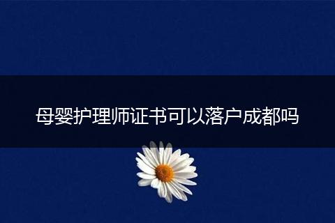 母婴护理师证书可以落户成都吗