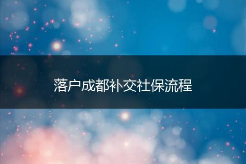 落户成都补交社保流程
