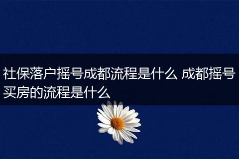 社保落户摇号成都流程是什么 成都摇号买房的流程是什么