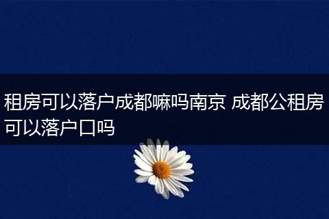 租房可以落户成都嘛吗南京 成都公租房可以落户口吗