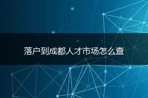 落户到成都人才市场怎么查