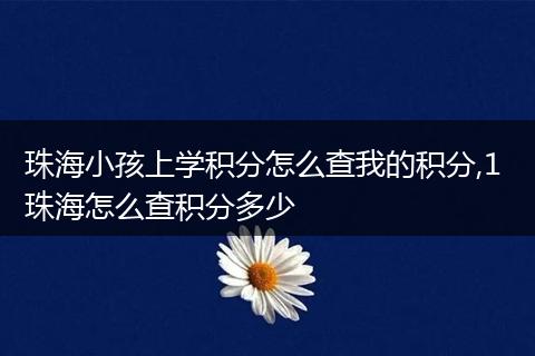 珠海小孩上学积分怎么查我的积分,1 珠海怎么查积分多少