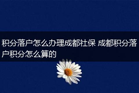积分落户怎么办理成都社保 成都积分落户积分怎么算的