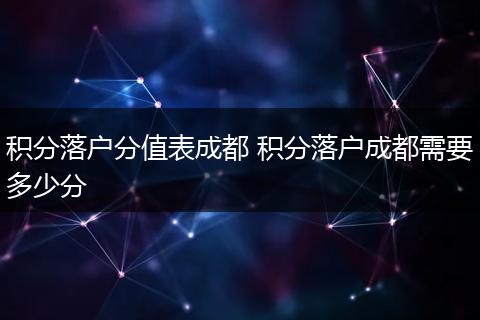 积分落户分值表成都 积分落户成都需要多少分
