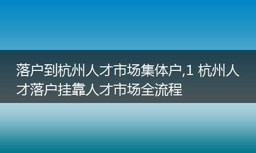落户到杭州人才市场集体户,1 杭州人才落户挂靠人才市场全流程