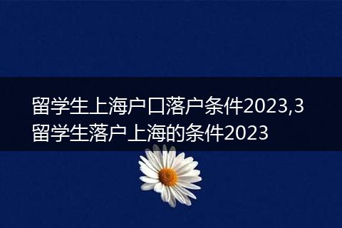 留学生上海户口落户条件2023,3 留学生落户上海的条件2023
