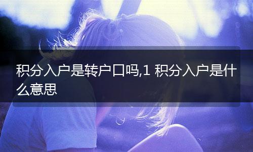 积分入户是转户口吗,1 积分入户是什么意思