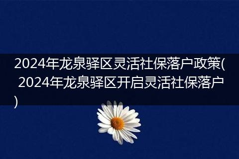2024年龙泉驿区灵活社保落户政策( 2024年龙泉驿区开启灵活社保落户)