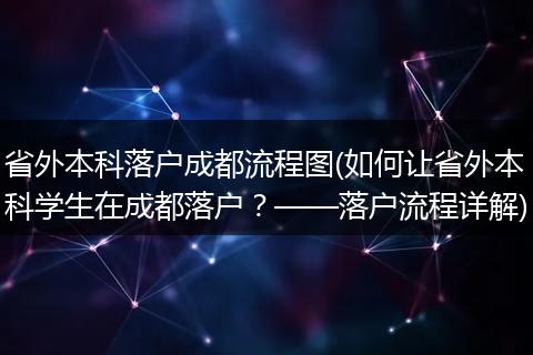 省外本科落户成都流程图(如何让省外本科学生在成都落户？——落户流程详解)