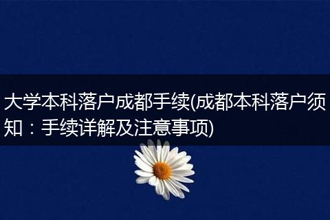 大学本科落户成都手续(成都本科落户须知:手续详解及注意事项)