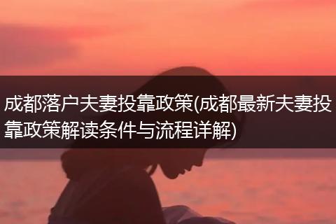 成都落户夫妻投靠政策(成都最新夫妻投靠政策解读条件与流程详解)