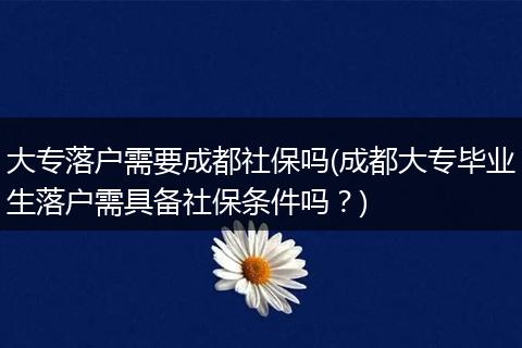 大专落户需要成都社保吗(成都大专毕业生落户需具备社保条件吗？)