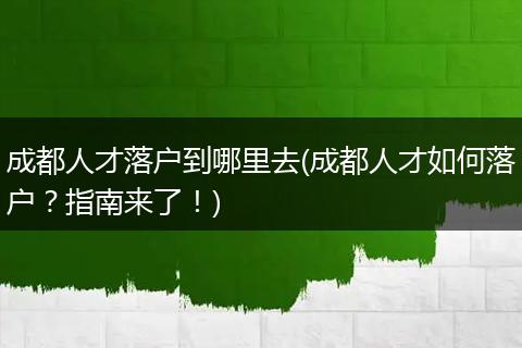 成都人才落户到哪里去(成都人才如何落户？指南来了！)