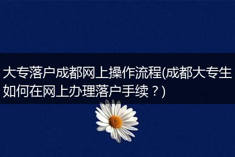 大专落户成都网上操作流程(成都大专生如何在网上办理落户手续？)