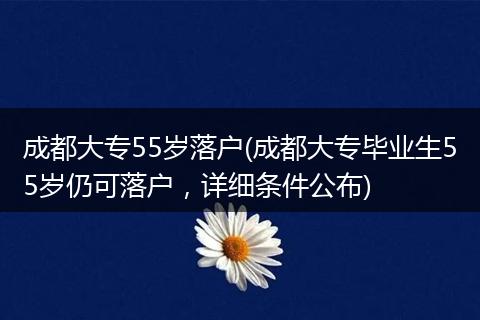 成都大专55岁落户(成都大专毕业生55岁仍可落户，详细条件公布)