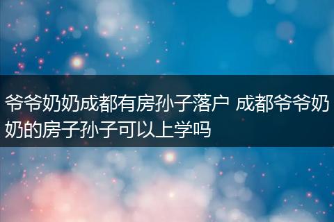 爷爷奶奶成都有房孙子落户 成都爷爷奶奶的房子孙子可以上学吗