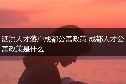 泗洪人才落户成都公寓政策 成都人才公寓政策是什么
