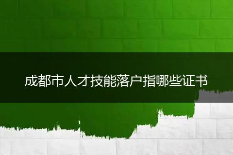 成都市人才技能落户指哪些证书