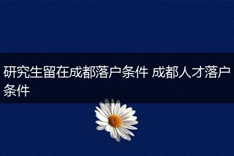 研究生留在成都落户条件 成都人才落户条件
