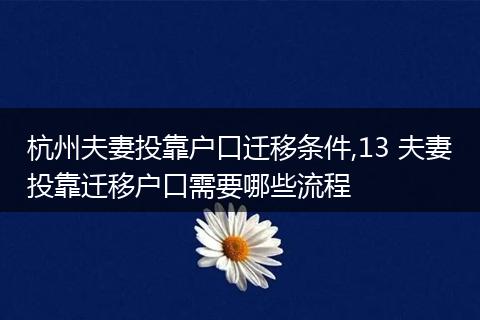 杭州夫妻投靠户口迁移条件,13 夫妻投靠迁移户口需要哪些流程