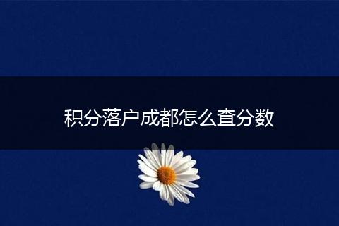 积分落户成都怎么查分数