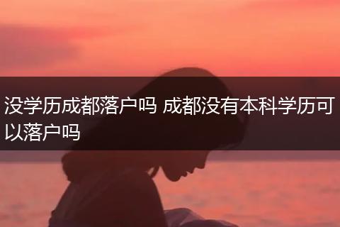 没学历成都落户吗 成都没有本科学历可以落户吗