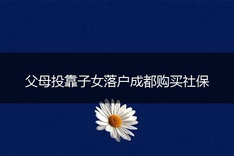 父母投靠子女落户成都购买社保