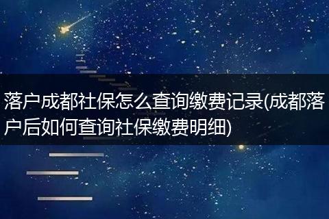 落户成都社保怎么查询缴费记录(成都落户后如何查询社保缴费明细)