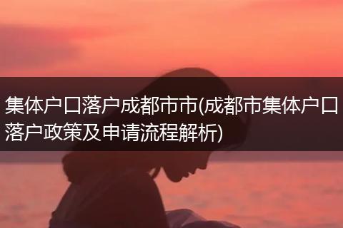 集体户口落户成都市市(成都市集体户口落户政策及申请流程解析)