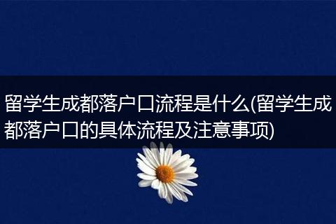留学生成都落户口流程是什么(留学生成都落户口的具体流程及注意事项)