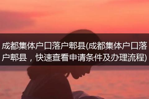 成都集体户口落户郫县(成都集体户口落户郫县，快速查看申请条件及办理流程)